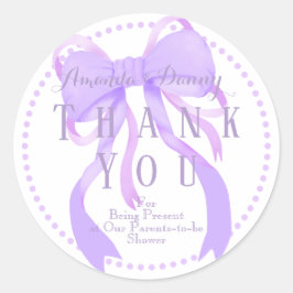 Paarse Ribbon Girl Baby shower Sticker