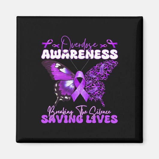Paarse Ribbon Overdose Awareness Day Butterfly Sup Magneet (Voorkant)