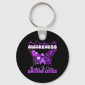 Paarse Ribbon Overdose Awareness Day Butterfly Sup Sleutelhanger (Voorkant)