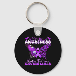 Paarse Ribbon Overdose Awareness Day Butterfly Sup Sleutelhanger