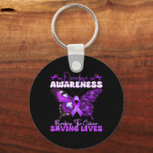 Paarse Ribbon Overdose Awareness Day Butterfly Sup Sleutelhanger (Voorkant)