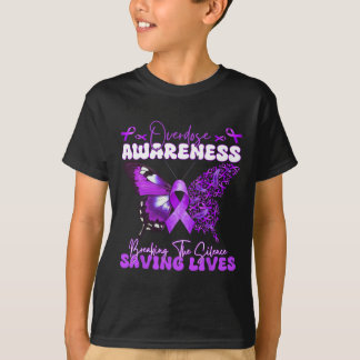 Paarse Ribbon Overdose Awareness Day Butterfly Sup T-shirt