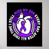 Paarse Ribbon Overdose Awareness Miss My Son Poster (Voorkant)