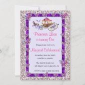 Paarse Ribbon Pink Glitter Royal Princess Birthday Kaart (Voorkant)