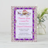 Paarse Ribbon Pink Glitter Royal Princess Birthday Kaart (Staand voorkant)