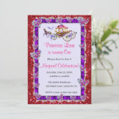 Paarse Ribbon Red Glitter Royal Princess Birthday Kaart (Staand voorkant)
