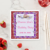 Paarse Ribbon Red Glitter Royal Princess Birthday Servet (Insitu)