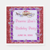 Paarse Ribbon Red Glitter Royal Princess Birthday Servet (Voorkant)