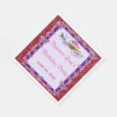 Paarse Ribbon Red Glitter Royal Princess Birthday Servet (Hoek)