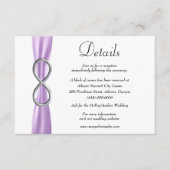 Paarse ribbon Silver Infinity Wedding Details Informatiekaartje (Voorkant)