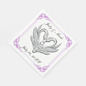 Paarse ribbon Silver Swans Paper Napkins Servetten (Hoek)