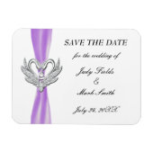 Paarse ribbon Silver Swans sparen de Datum Magnet Magneet (Horizontaal)
