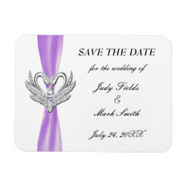 Paarse ribbon Silver Swans sparen de Datum Magnet Magneet