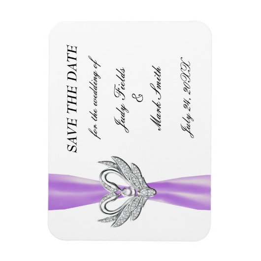 Paarse ribbon Silver Swans sparen de Datum Magnet Magneet (Verticaal)