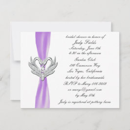 Paarse ribbon Silver Swans Vrijgezellenfeest Invit Kaart