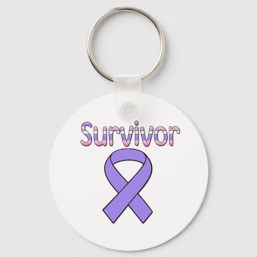 Paarse ribbon Survivor Sleutelhanger (Voorkant)