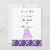 Paarse ribbon Wedding Cake Save the Date (Voorkant)