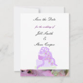 Paarse ribbon Wedding Cake Save the Date (Voorkant)
