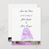 Paarse ribbon Wedding Cake Save the Date (Voorkant / Achterkant)