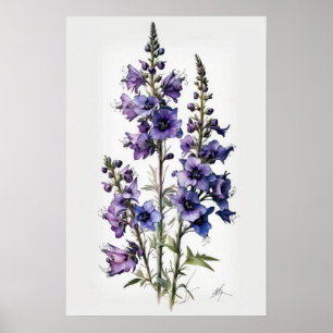 Paarse Ridderspoor Bloem Kunstprint Poster