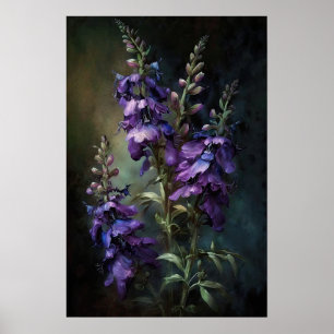 Paarse Ridderspoor Bloem Kunstprint Poster