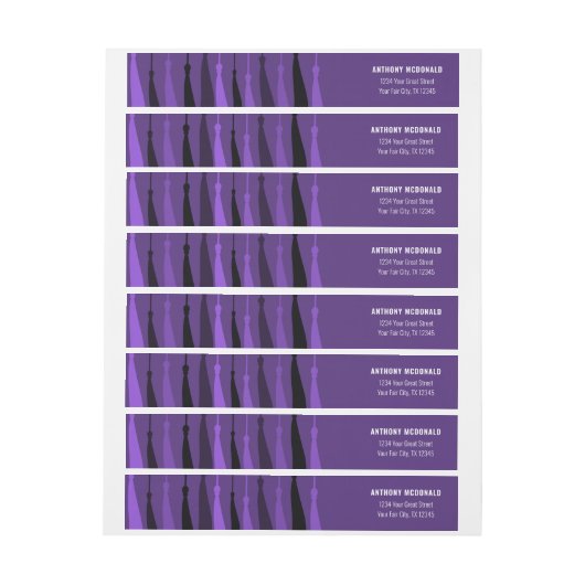 Paarse rij Tassels Wraparound-adreslabel (Vel)