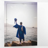 Paarse rij van Tassels 3-Foto-Afstuderen Drieluik Uitnodiging (Binnenzijde eerst)