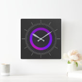 PAARSE RING | van de GLOED cirkel op zwarte Vierkante Klok (Huis)
