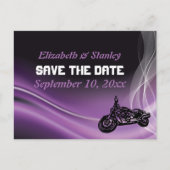 Paarse road biker bruiloft Save the Date briefkaar Aankondigingskaart (Voorkant)