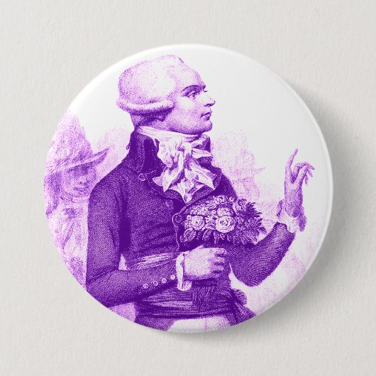 Paarse Robespierre met Boeket Ronde Button 7,6 Cm (Voorkant)