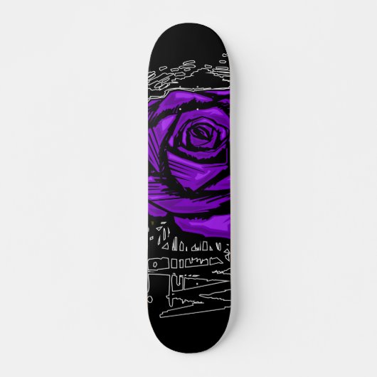 Paarse Robuuste Roos Graffiti Kunst • Urbane Straa Persoonlijk Skateboard (Voorkant)