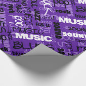 Paarse Rock Pop R & B Music Text Wrapping Paper Cadeaupapier (Hoek)