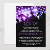 Paarse Rock Star Quinceanera Birthday Uitnodiging (Voorkant / Achterkant)