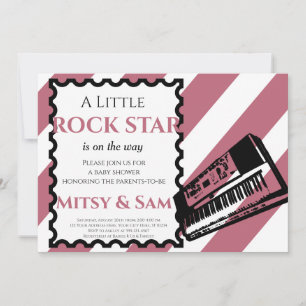 Paarse Rock Star Rock a Bye Baby Shower Uitnodigin Kaart