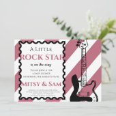 Paarse Rock Star Rock 'Dag Baby shower Uitnodiging (Staand voorkant)
