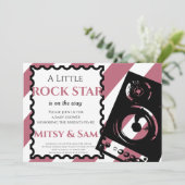 Paarse Rock Star Rock 'Dag Baby shower Uitnodiging (Staand voorkant)