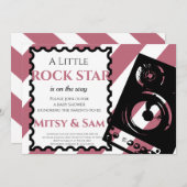 Paarse Rock Star Rock 'Dag Baby shower Uitnodiging (Voorkant / Achterkant)