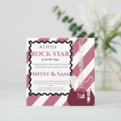 Paarse Rock Star Rock 'Dag Baby shower Uitnodiging (Staand voorkant)