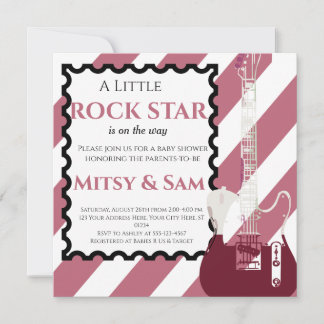 Paarse Rock Star Rock 'Dag Baby shower Uitnodiging