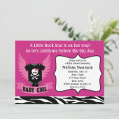 Paarse Rock Star Skull Baby shower Kaart (Staand voorkant)
