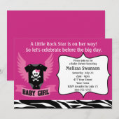 Paarse Rock Star Skull Baby shower Kaart (Voorkant / Achterkant)