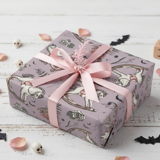 Paarse Rocking Horse Gothic Baby Cadeaupapier