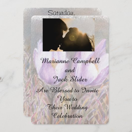 PAARSE ROCUSSEN  WEDDINVITATIE KAART (Voorkant / Achterkant)