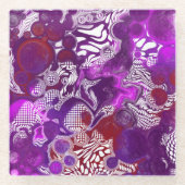 Paarse Rode Abstracte moderne marmervochtige Kunst Glazen Onderzetter (Voorkant)