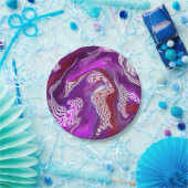 Paarse Rode Abstracte moderne marmervochtige Kunst Papieren Bordje (Feest)