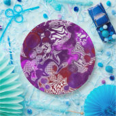 Paarse Rode Abstracte moderne marmervochtige Kunst Papieren Bordje (Feest)