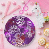 Paarse Rode Abstracte moderne marmervochtige Kunst Papieren Bordje (Feest)