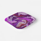 Paarse Rode Abstracte moderne marmervochtige Kunst Papieren Bordje (Gebogen)