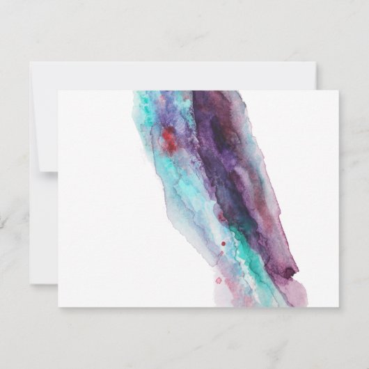 Paarse Rode Aqua Abstracte Waterverf Bruiloft RSVP (Achterkant)