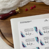 Paarse Rode Aqua Waterverf Artsy Abstract Etiket